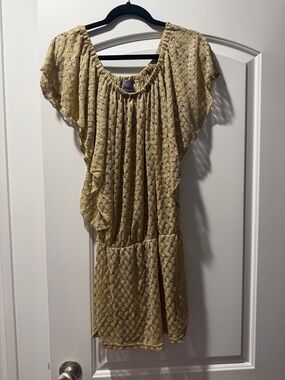 ELF Yellow Ruffle-Sleeve Mini Dress